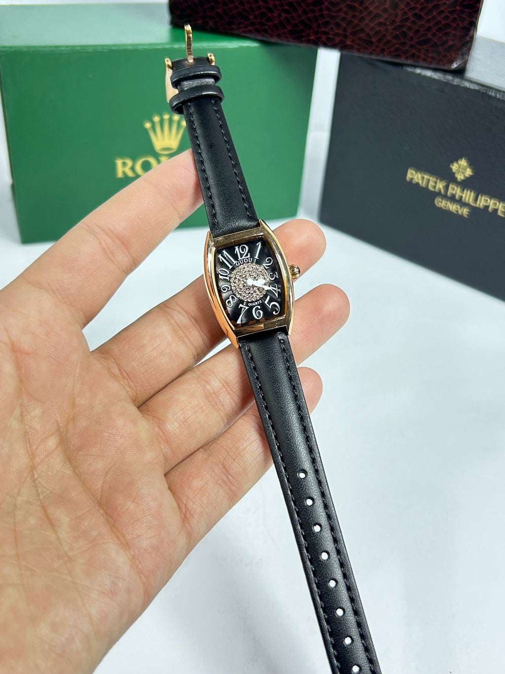 Guou female leather strap watch