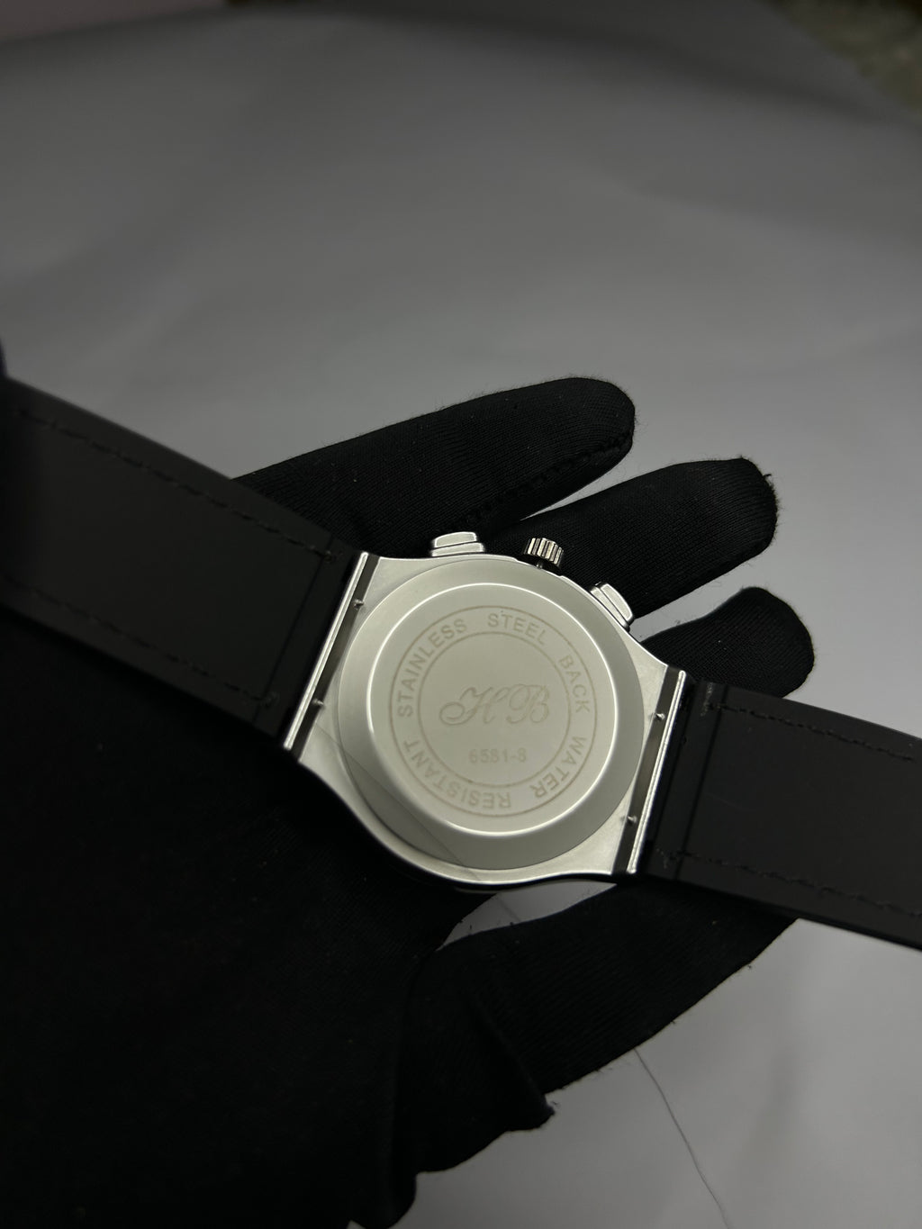 Hublot-Inspired Skeleton Chronograph Watch with Leather Strap